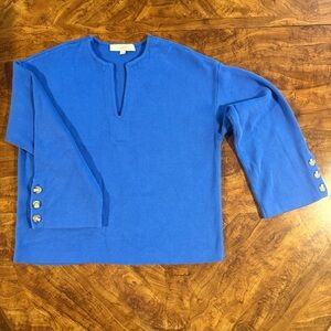 LOFT Blue Long Sleeve Knit with Button Accents